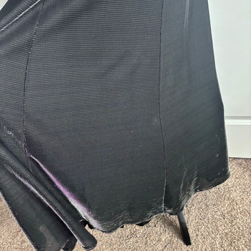 VTG Night Way Collections Metallic Black Ball Gown Dress 4 Spaghetti Strap - Picture 4 of 16